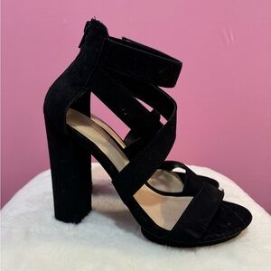 Charlotte Russe Black Zip Up Heels Size 8